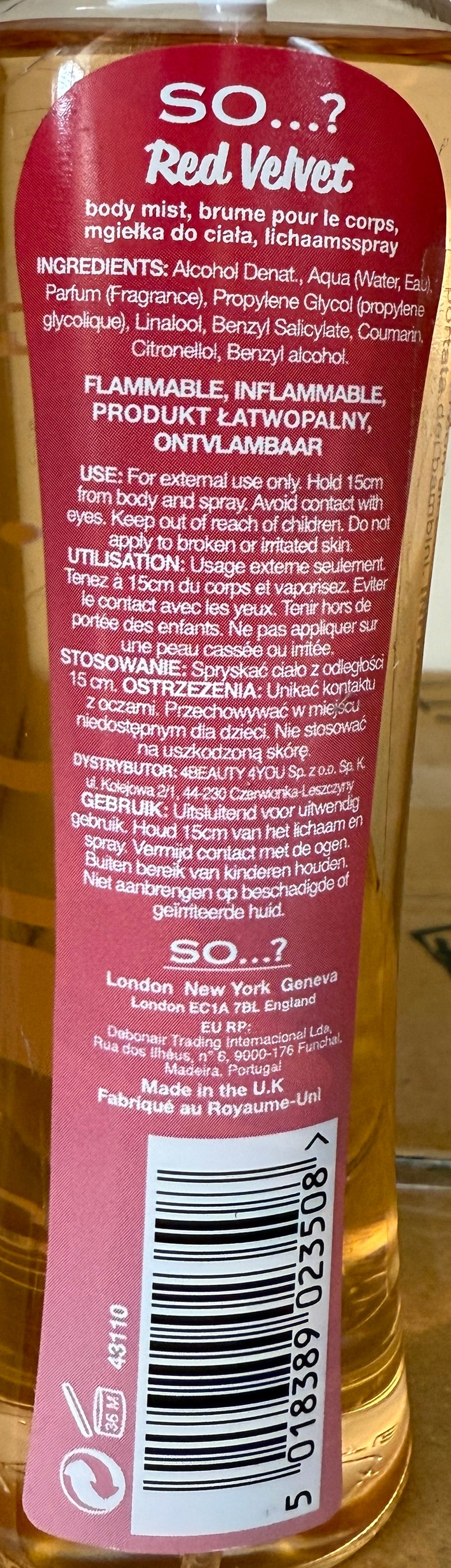 SO...? Body Mist RED VELVET 100ml