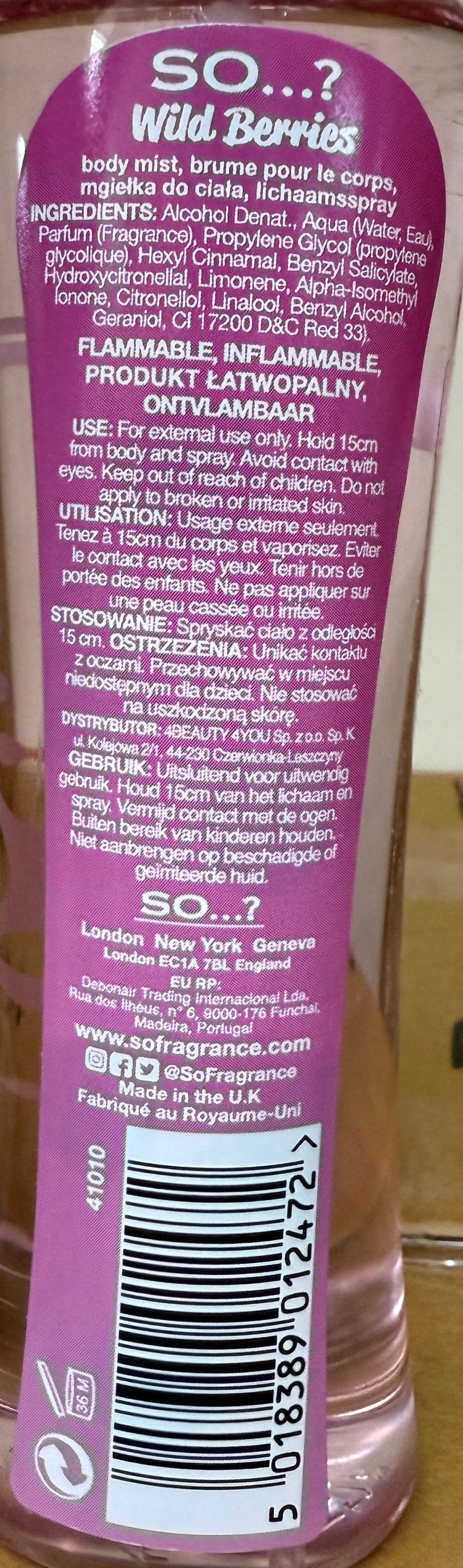 SO...? Body Mist WILD BERRIES 100ml