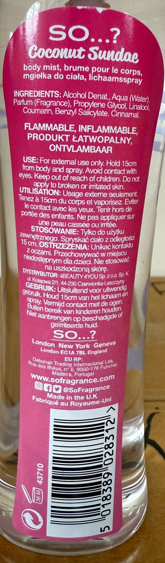 So Sundae SO...? Body Mist COCONUT SUNDAE 100ml – SO...? Fragrance Italia