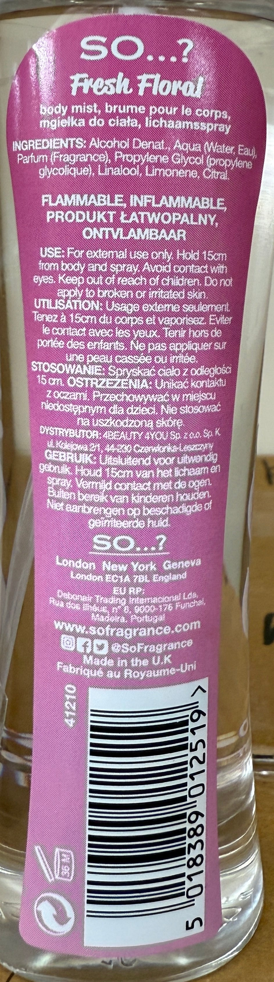SO...? Body Mist FRESH FLORAL 100ml